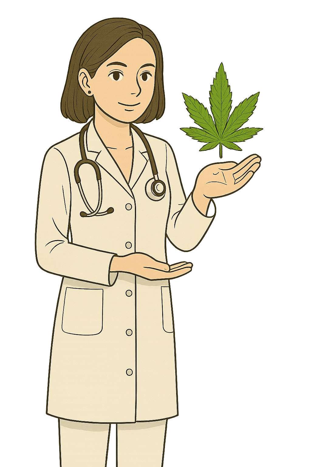 רופאה עם עלה קנאביס